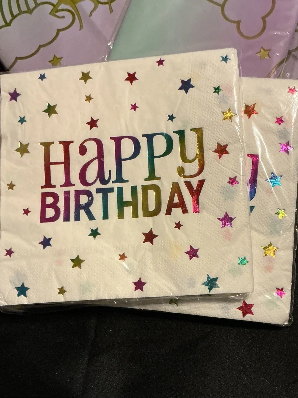 NWT Rainbow 'Happy Birthday' Napkins and Tableware Set - 5 pcs